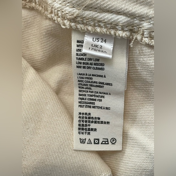 FREE PEOPLE PARKER WRAP DENIM GRUNGE MINI SKIRT BUTTER CREAM SZ 24 - Picture 12 of 14